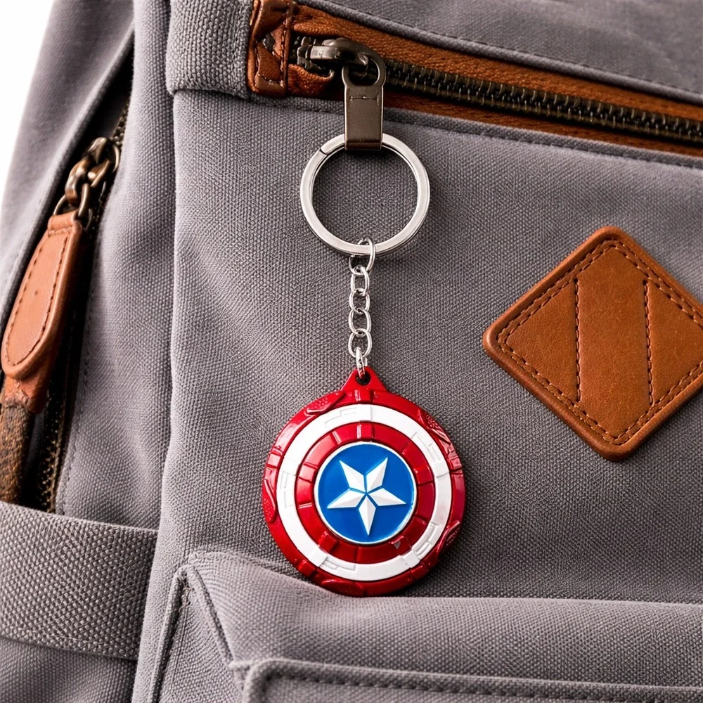 Captain America Shield Rotating Keychain Marvel Bag Charm